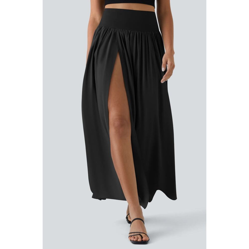 Halara High Waisted Split Maxi Skirt Shorts Black XL Coastal Minimalist - Picture 7 of 9